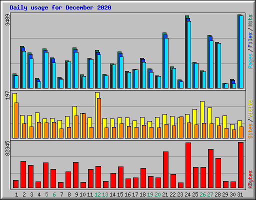Daily usage for December 2020