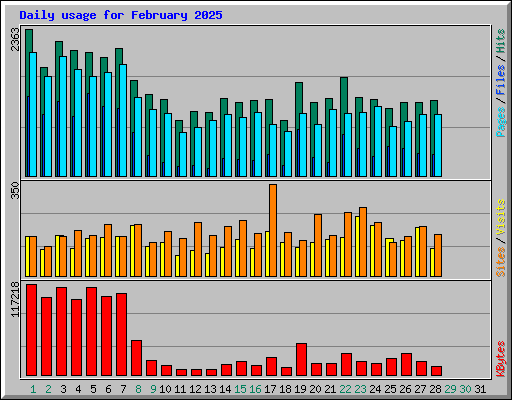 Daily usage for February 2025