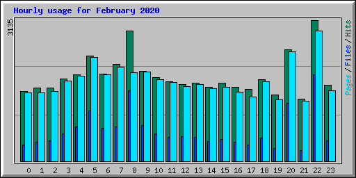Hourly usage for February 2020